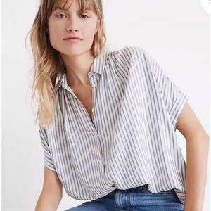 Madewell Short-sleeve Button-up Central Shirt in Dalton Stripe XS